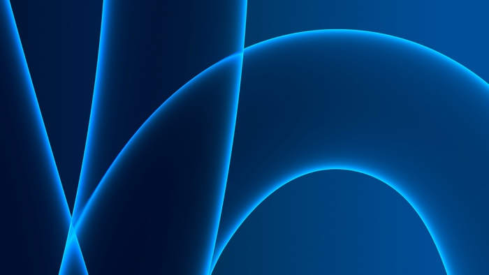 Abstract blue light curves on dark blue background