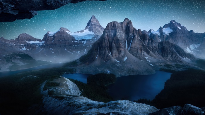 Mountain Landscape Under Starry Sky