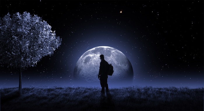 alone, moon, artist, artwork, digital art, hd, 4k, 5k, deviantart, HD ...