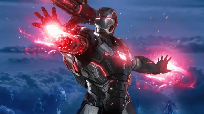 War Machine from Marvel Comics firing energy blasts