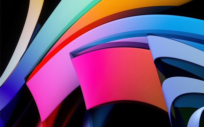 Abstract colorful ribbons on black background