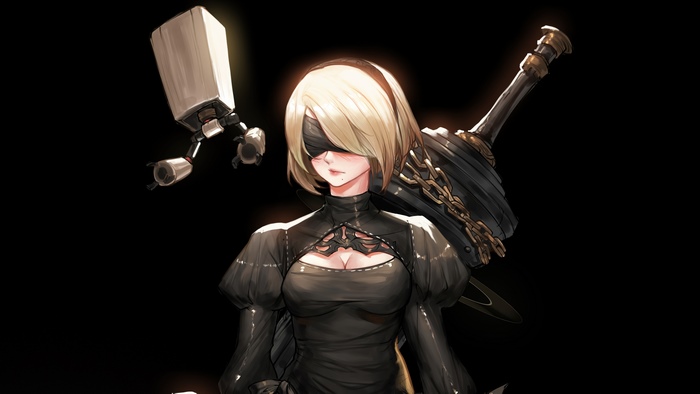2B from Nier: Automata with Pod and Greatsword