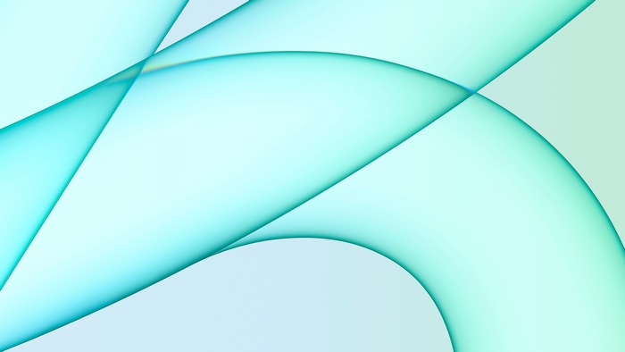 Abstract blue and green curves on a light background