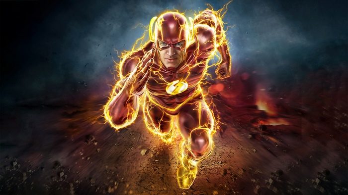 The Flash running with lightning effects