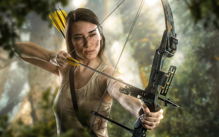 Lara Croft from Tomb Raider with bow and arrow