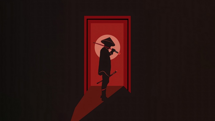 Minimalist Samurai Silhouette with Katana