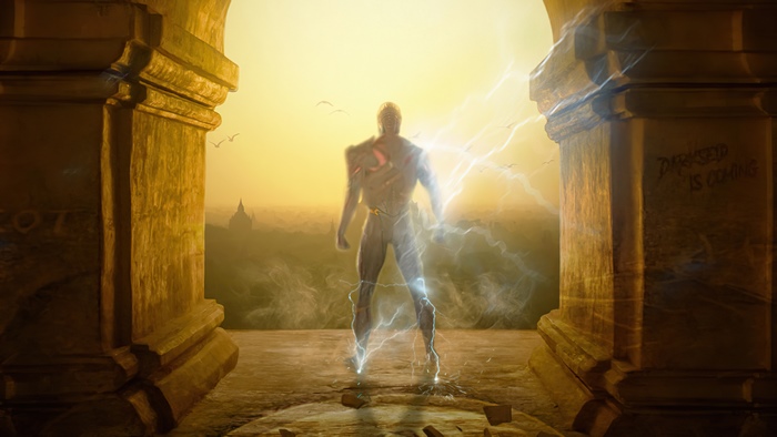 The Flash from Justice League with lightning