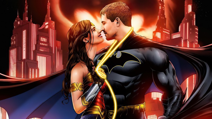 Batman and Wonder Woman in Gotham City