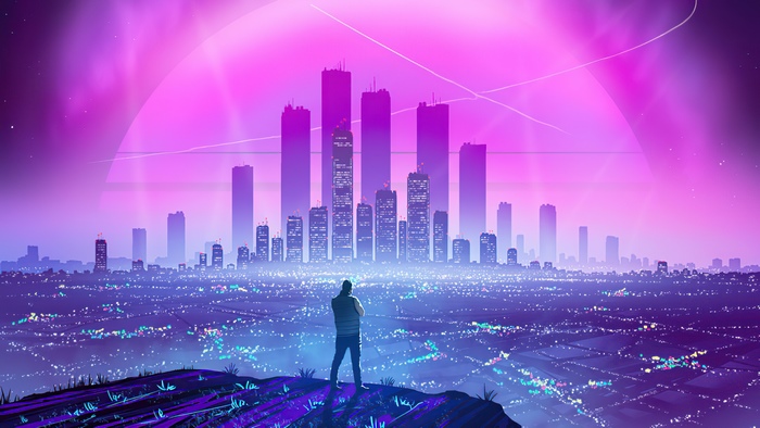 Synthwave Cityscape with Neon Glow 4K