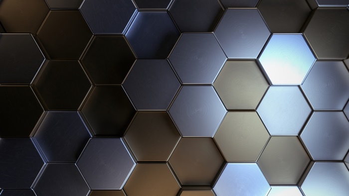 Abstract Hexagonal Metal Tiles 4K