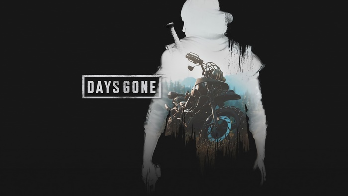 Days Gone game title with motorcycle and character silhouette