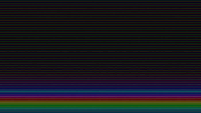Abstract digital art with horizontal lines and rainbow gradient