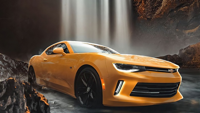 Yellow Chevrolet Camaro 4K Artwork