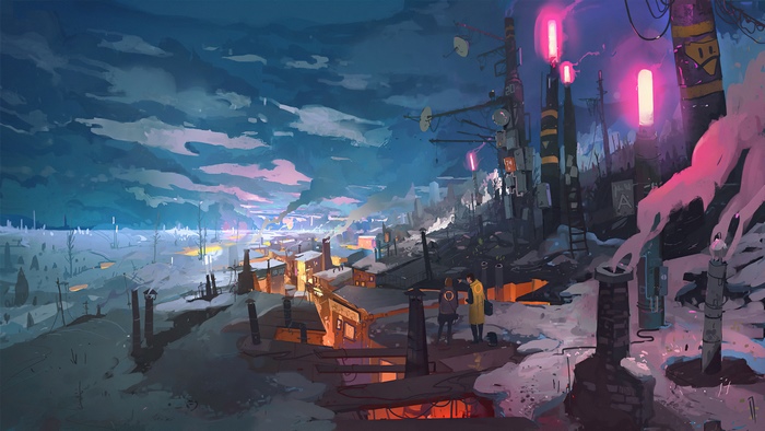 Digital Art of a Futuristic Industrial Cityscape
