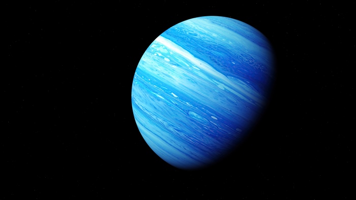 Blue planet in outer space with stars
