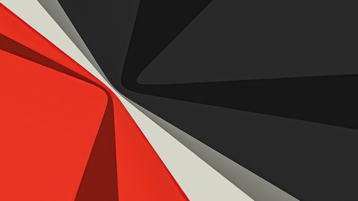 Abstract digital art with red, white, and black layers