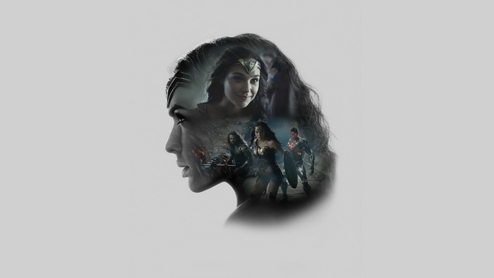 Wonder Woman and Justice League characters double exposure