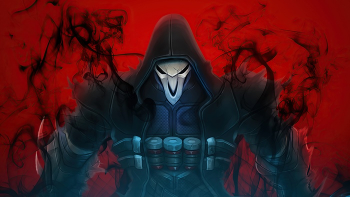 Reaper from Overwatch with black smoke
