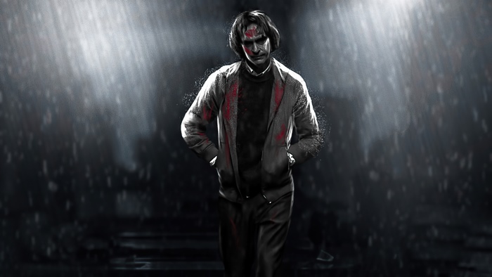 Joker in the rain, digital art