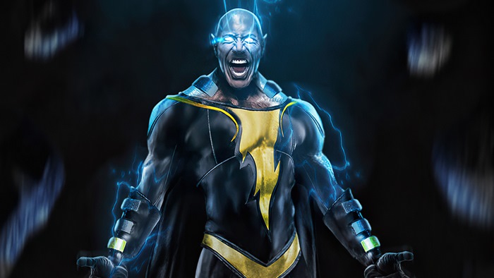 Black Adam with lightning effects