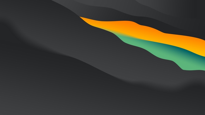 Abstract digital art with orange and green waves