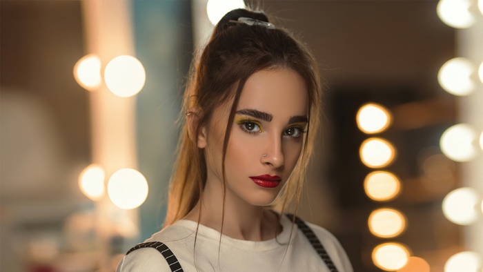 Model with makeup and lights