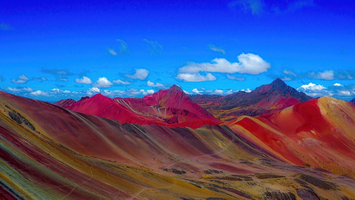 Rainbow Mountains under a Blue Sky