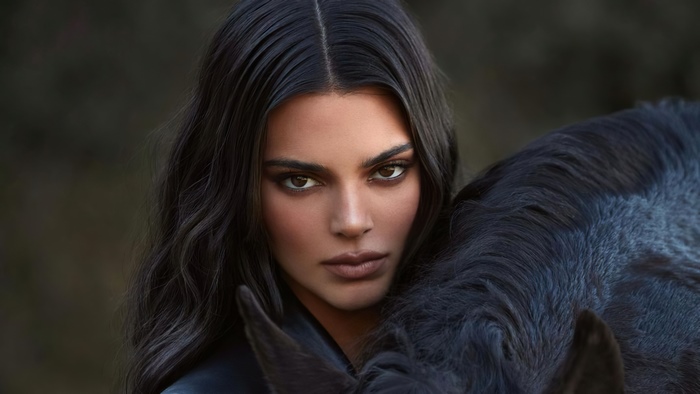 Kendall Jenner with a horse