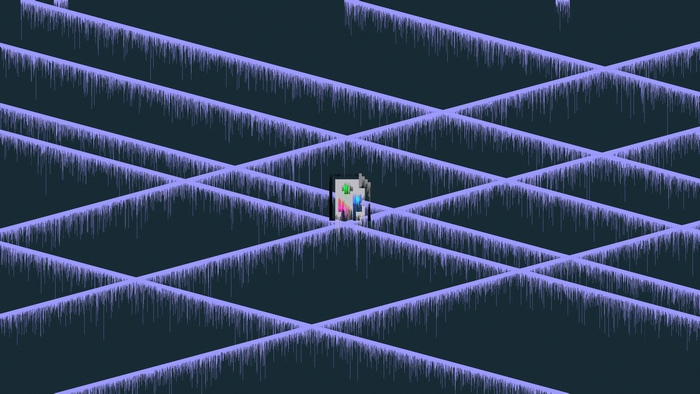 Glitch artwork with abstract ice formations