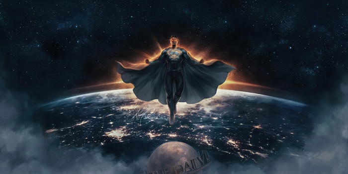 Superman flying over Earth from Justice League 4K