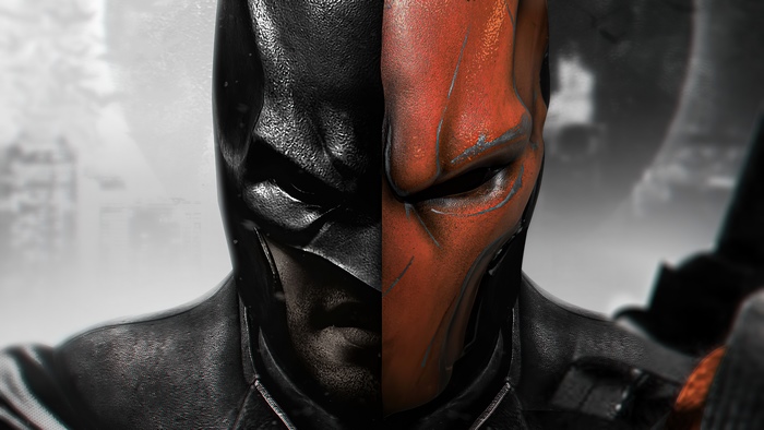 Batman and Deathstroke split face artwork