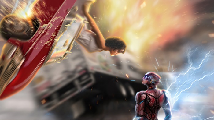 The Flash and a woman in a car crash