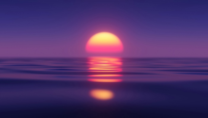Minimalist sunset over calm ocean 4K
