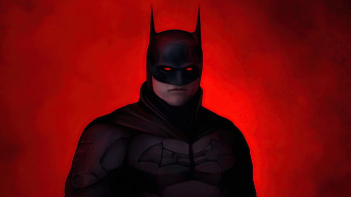 Batman artwork with red background