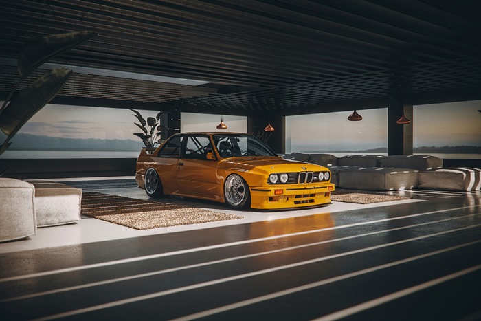 BMW E30 Classic Car in Modern Interior