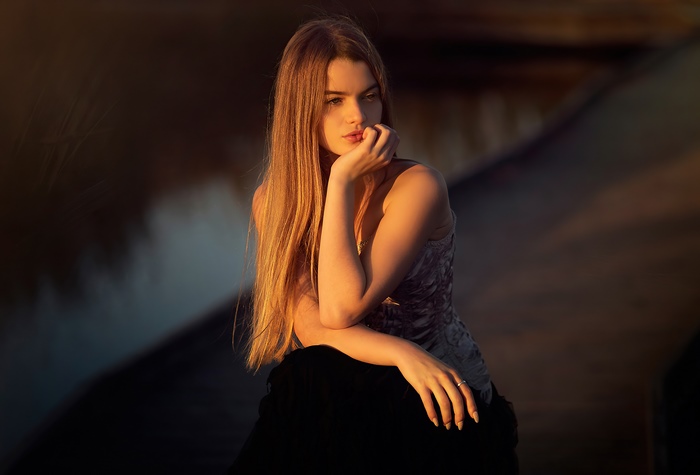 Blonde girl in a dress
