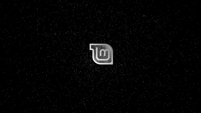 Linux Mint logo on a starry background