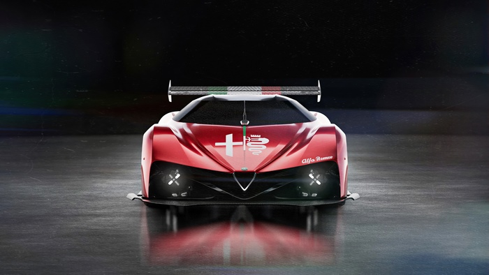 Alfa Romeo race car with Italian flag livery