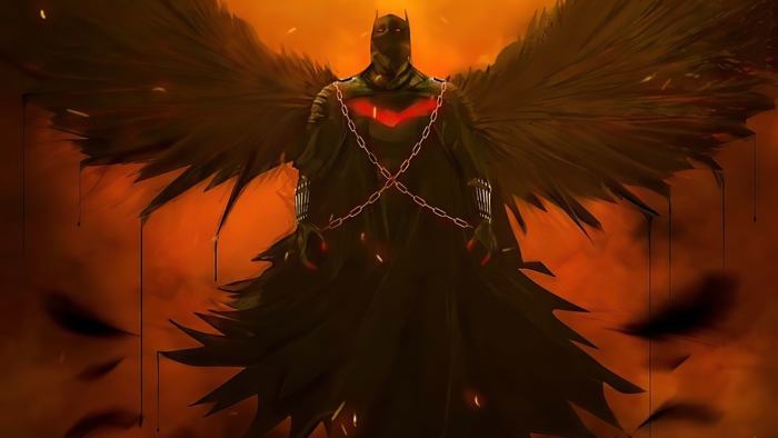 Batman with wings and chains artwork
