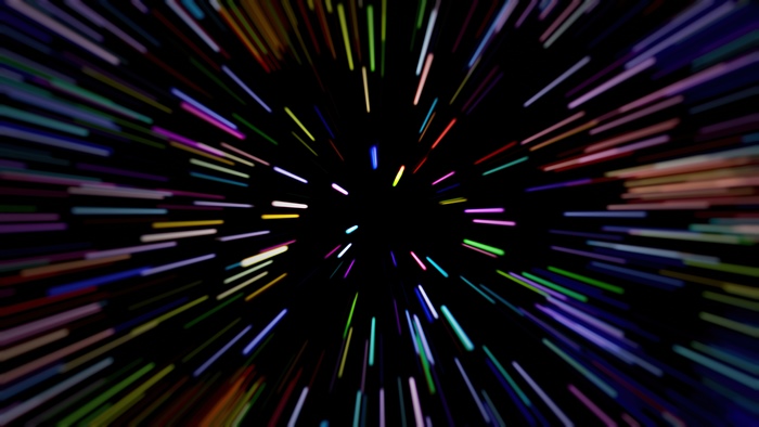 Abstract colorful light streaks in space