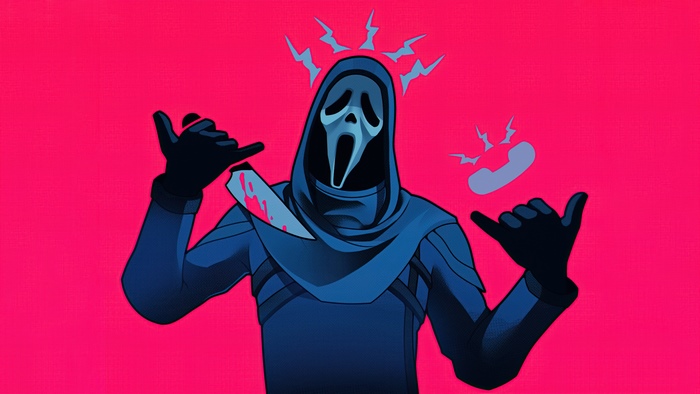 Ghostface from Scream with a bloody knife