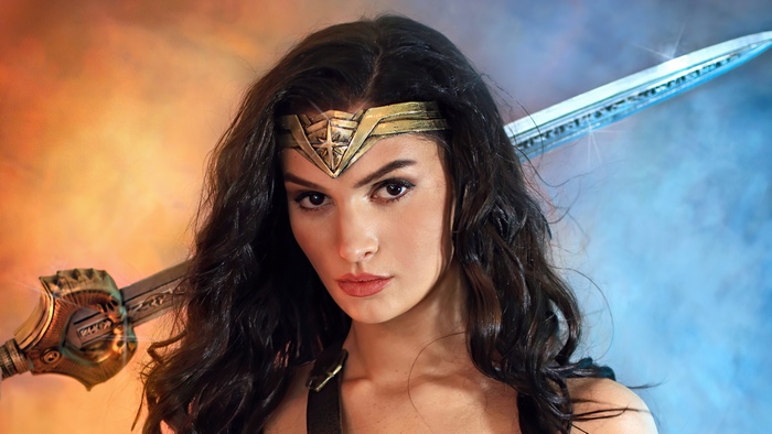 Wonder Woman cosplay with sword