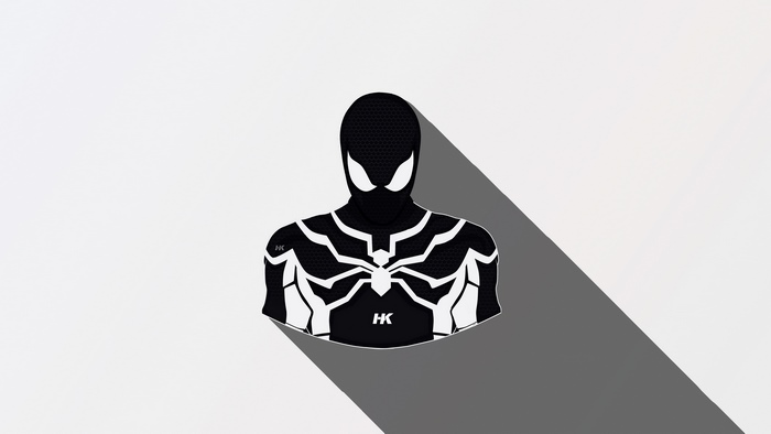 Minimalist black and white Spiderman artwork