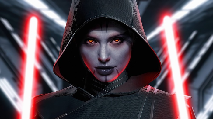 Dark Sided Woman with Red Lightsabers