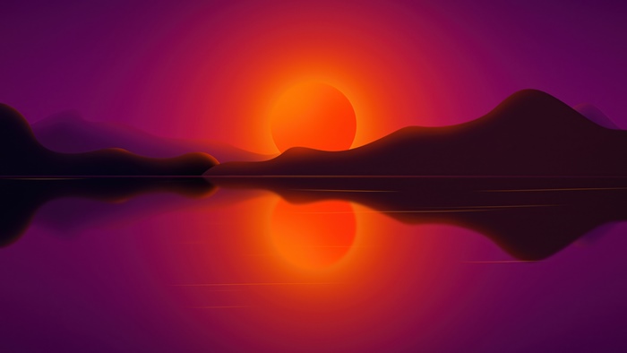 Digital Art Sunset Over Water