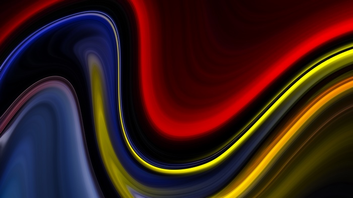 Abstract digital art with red, blue, and yellow waves