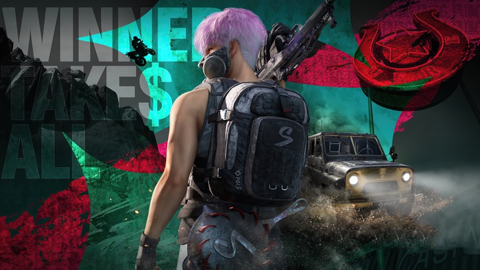 PlayerUnknown's Battlegrounds (PUBG) character with backpack and rifle