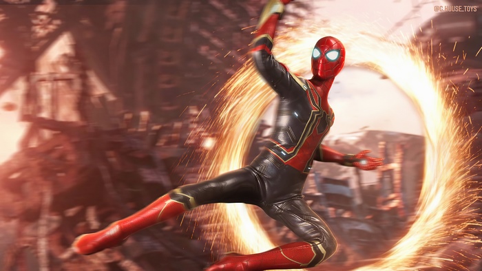 Spider-Man in Iron Spider suit with portal