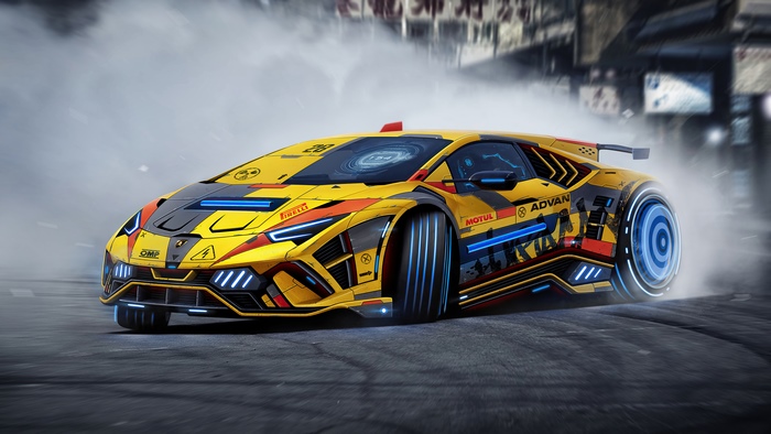 Cyberpunk Lamborghini Drifting in 4K