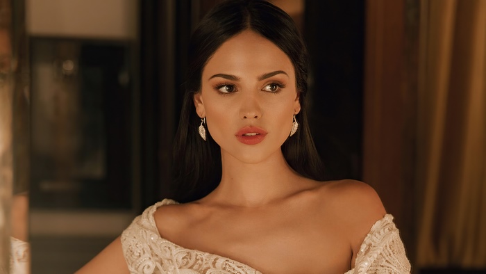 Eiza Gonzalez in a white dress